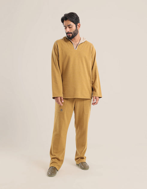 Reversible straight leg pants with elastic waistband